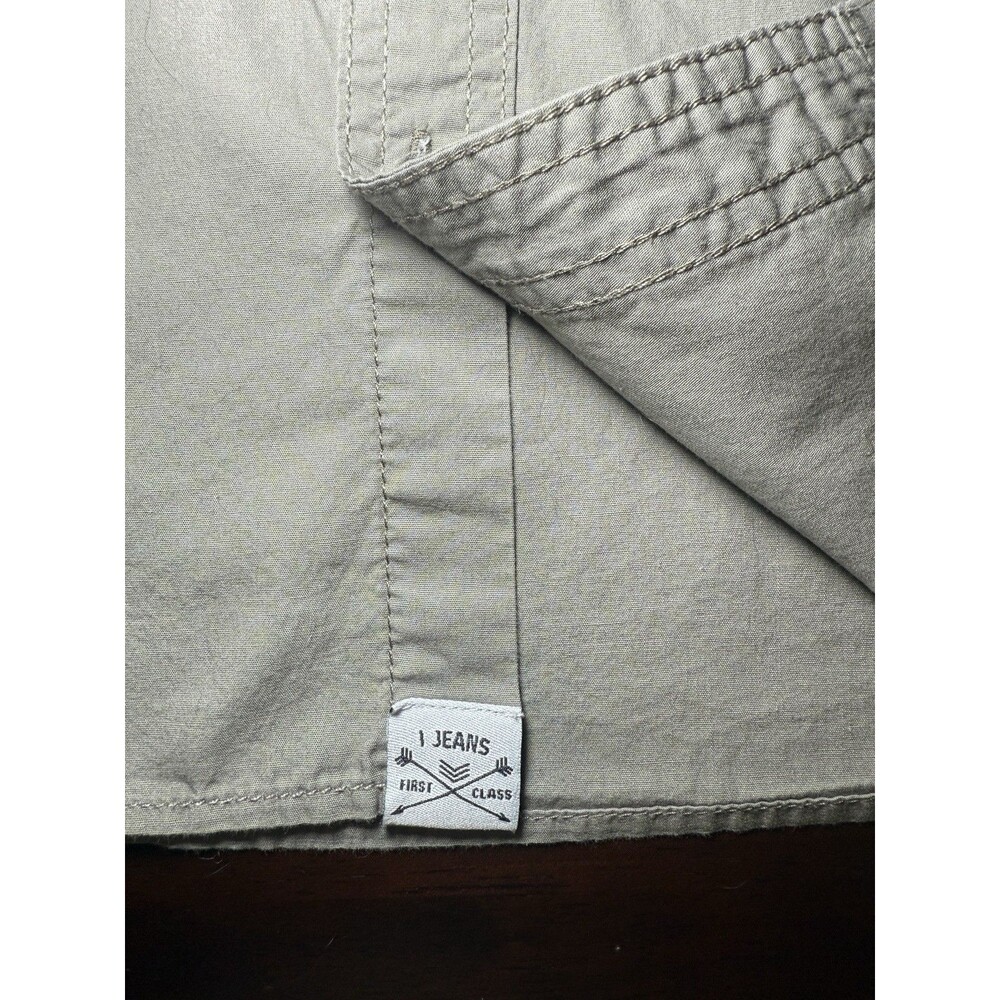 iJeans by Buffalo Shirt Mens Gray Green Army Button Up Convertible Long Sleeve L - Picture 4 of 13